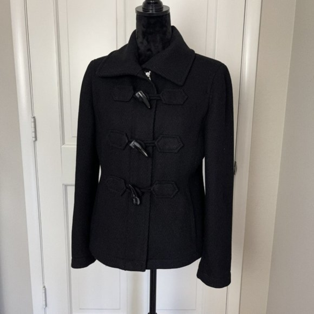 Ann Taylor Women’s Black Wool Blend Toggle Pea Coat Size Small